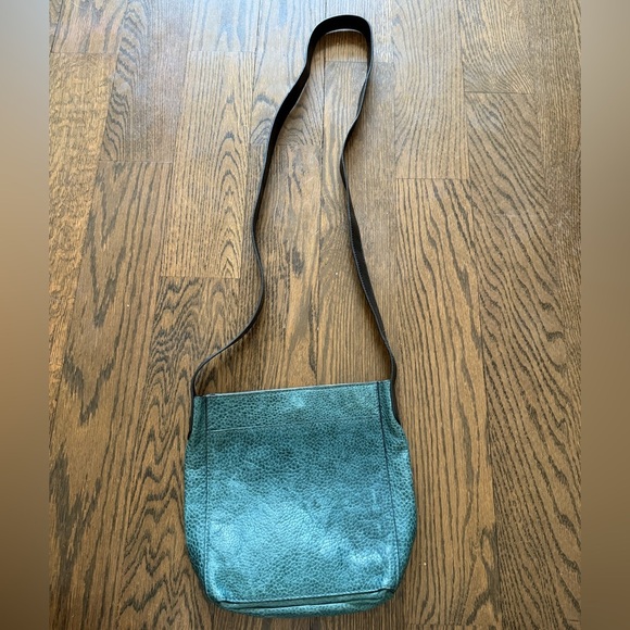 B. May Crossbody Leather Bag, Blue Pebble Hand Crafted Crossbody - Picture 1 of 4